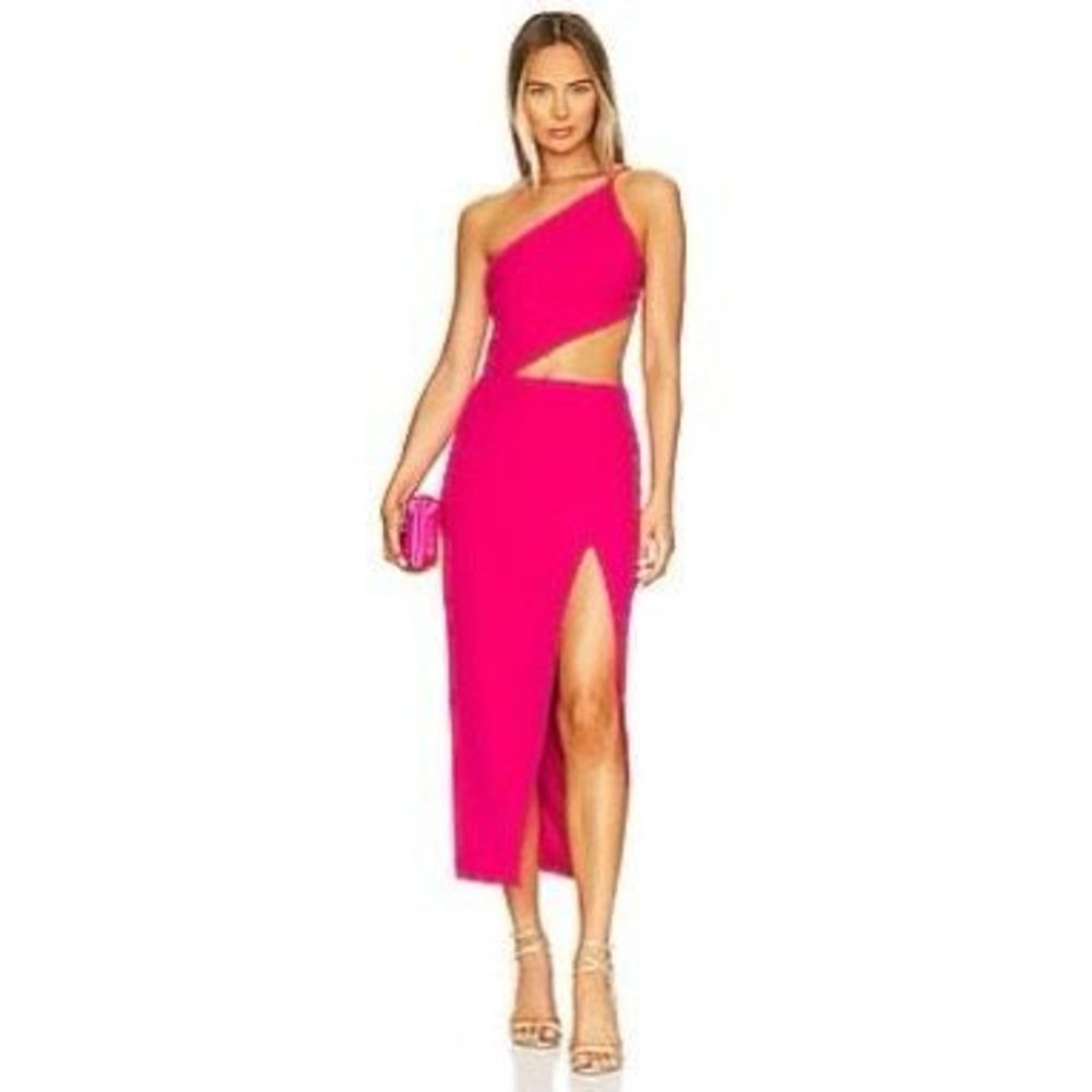 Bardot Luna Cut Out Strappy Midi Dress in Pink Punch L